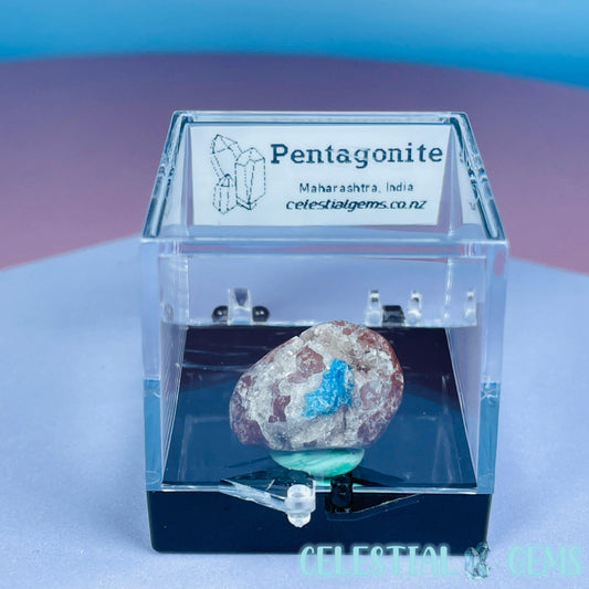 Rare Pentagonite on Stilbite Mini Specimen in Box