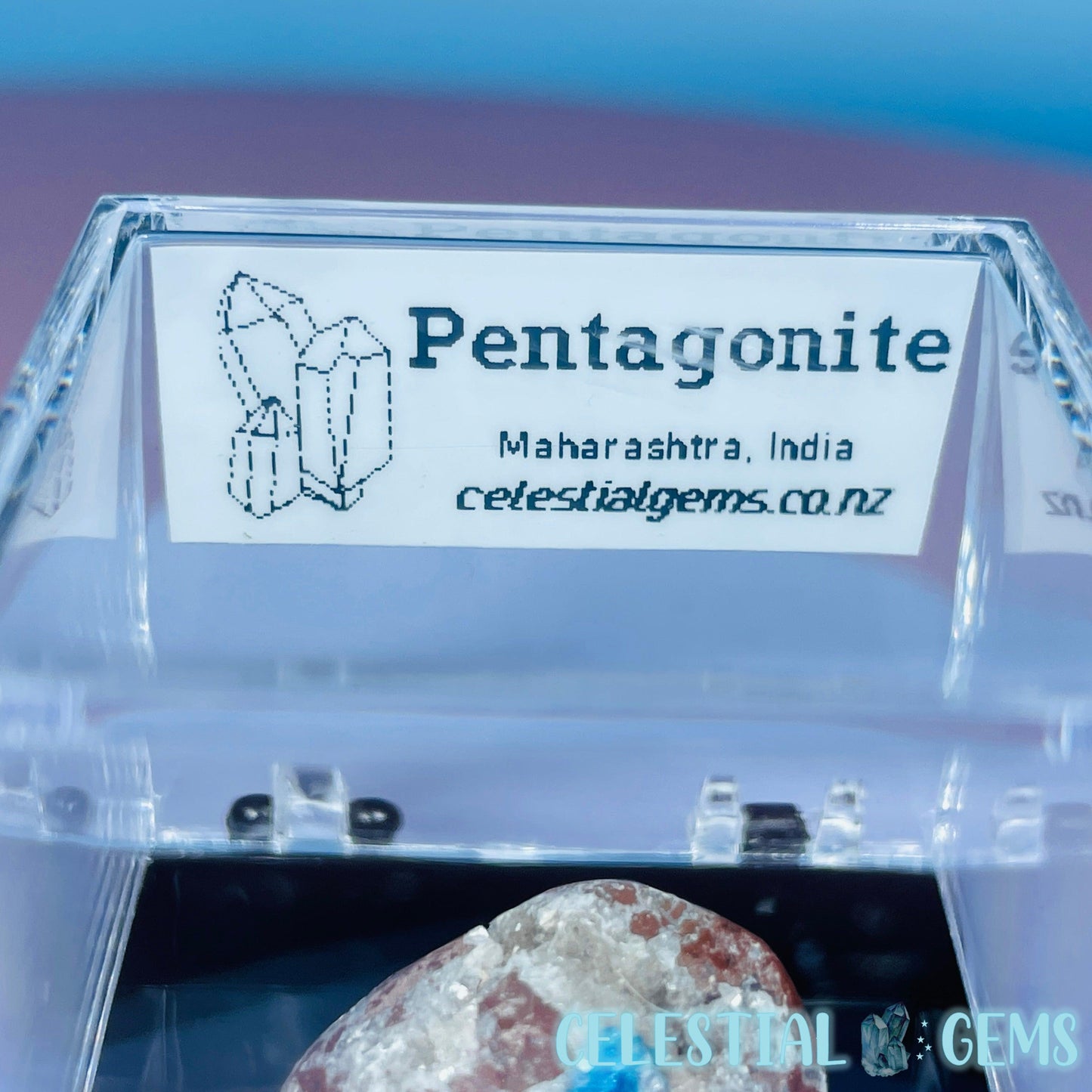 Rare Pentagonite on Stilbite Mini Specimen in Box