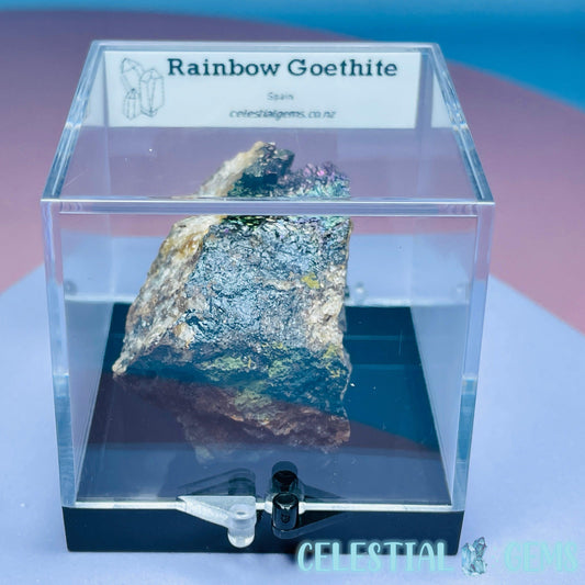 Rainbow Goethite on Quartz Small Specimen in Box