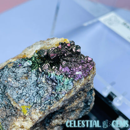 Rainbow Goethite on Quartz Small Specimen in Box