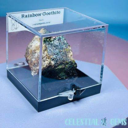 Rainbow Goethite on Quartz Small Specimen in Box