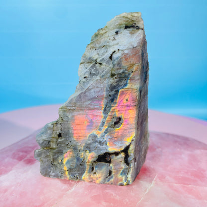 Rainbow Labradorite Small Semi-Polished Slab Piece (Video)