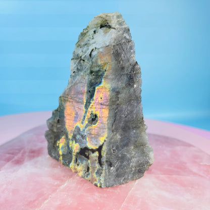 Rainbow Labradorite Small Semi-Polished Slab Piece (Video)