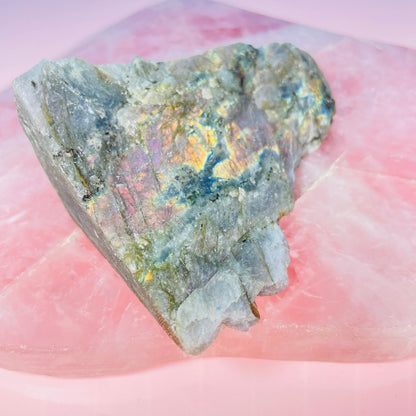 Rainbow Labradorite Small Semi-Polished Slab Piece (Video)