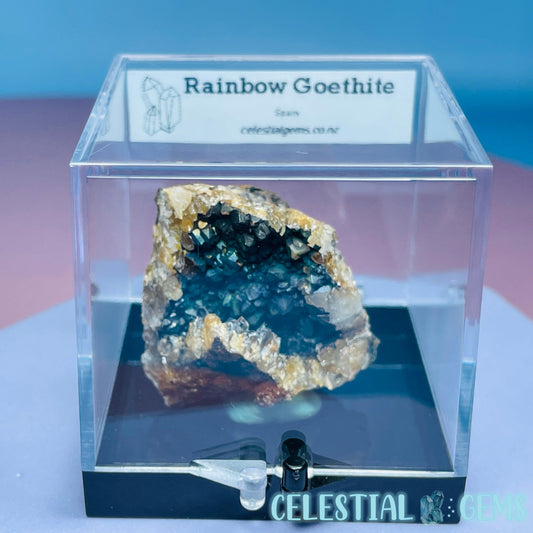 Rainbow Goethite on Quartz Small Specimen in Box