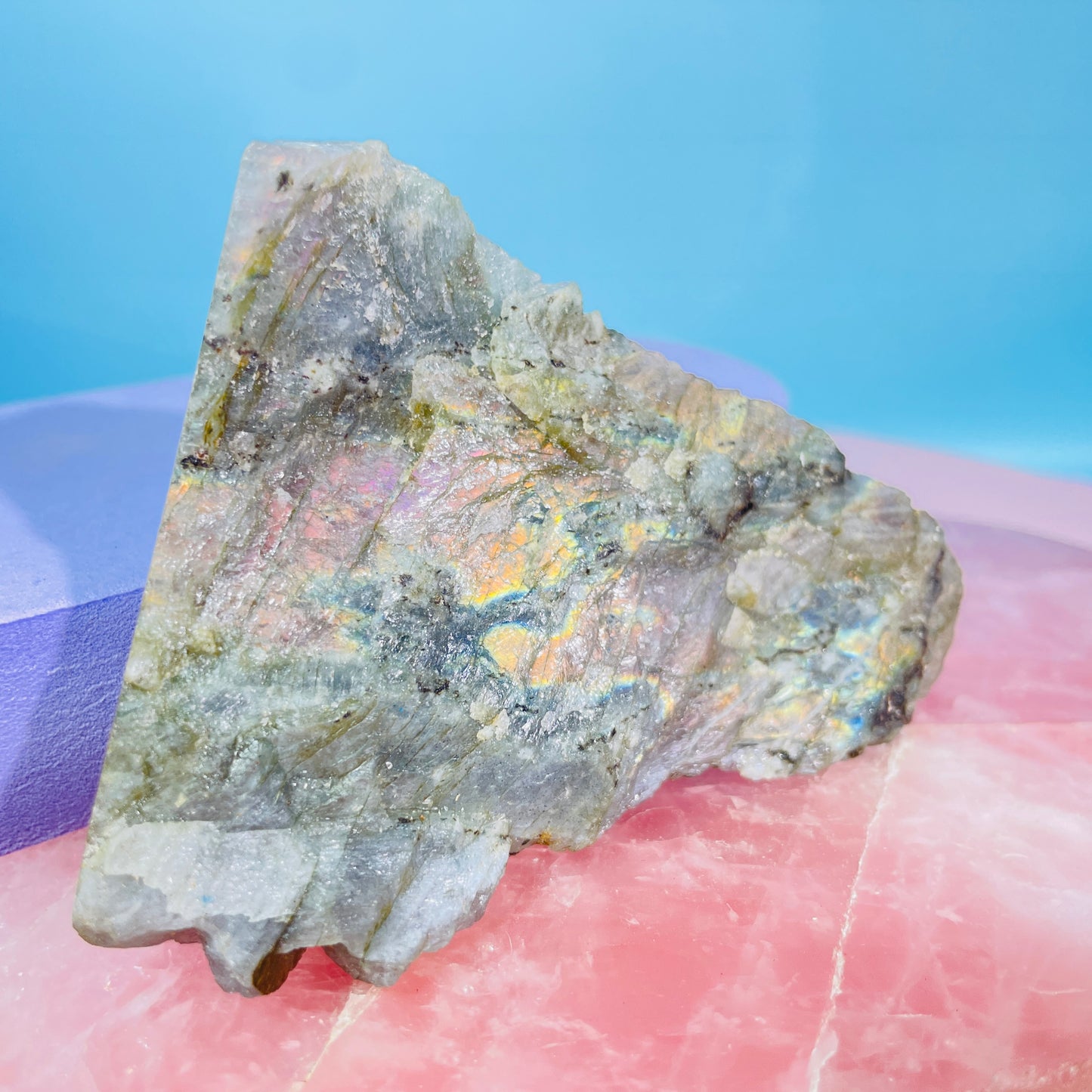 Rainbow Labradorite Small Semi-Polished Slab Piece (Video)