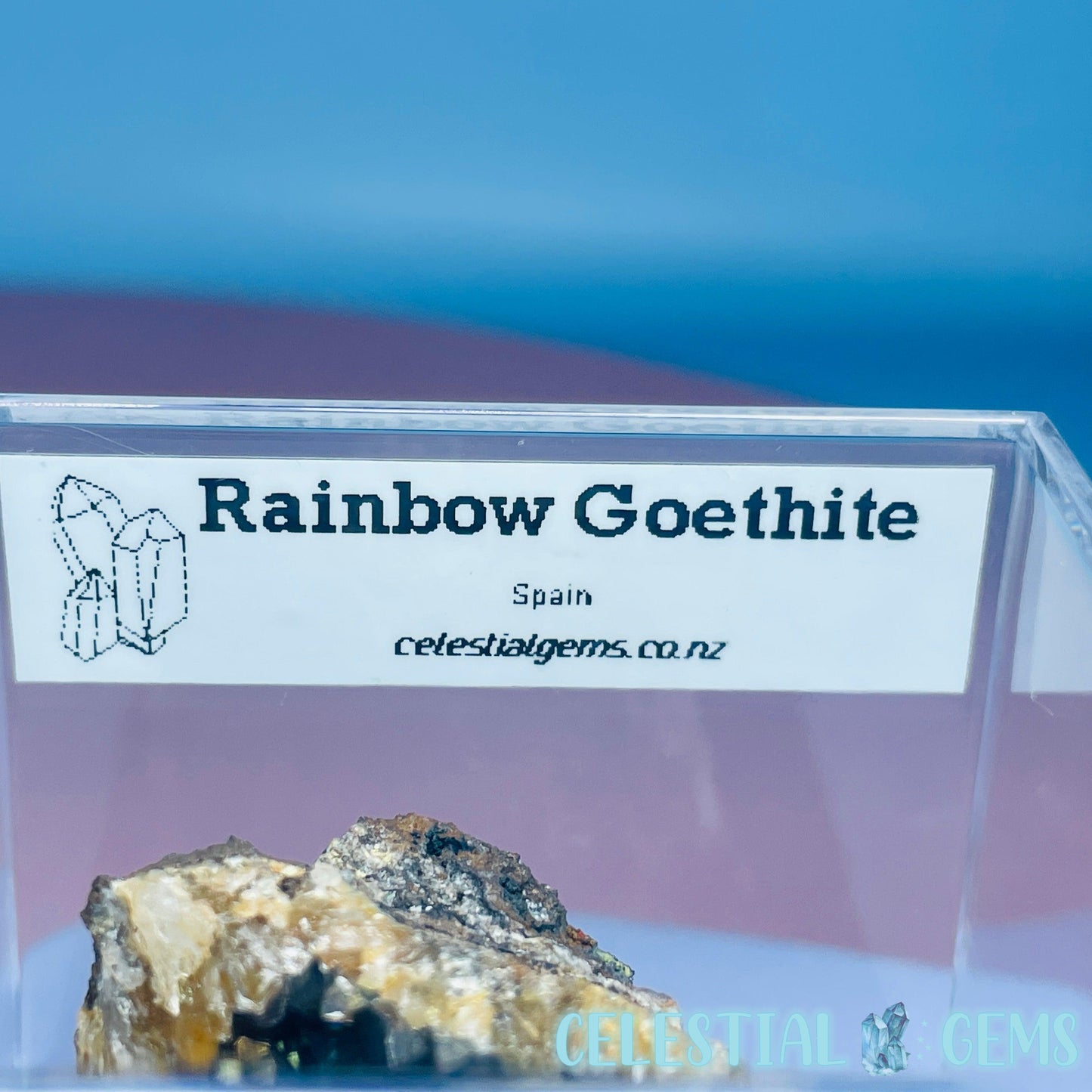 Rainbow Goethite on Quartz Small Specimen in Box