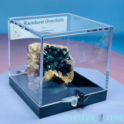 Rainbow Goethite on Quartz Small Specimen in Box