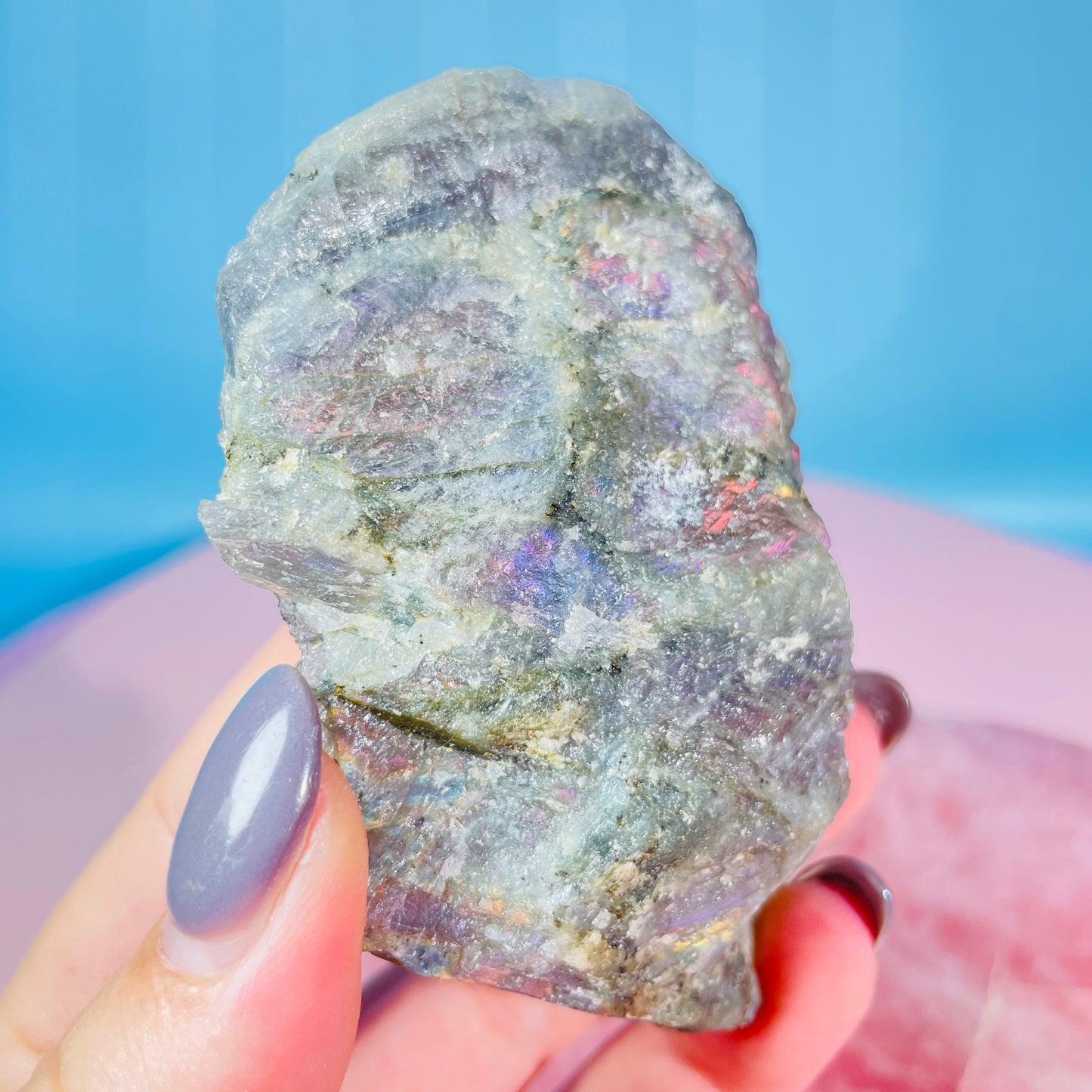 Rainbow Labradorite Small Semi-Polished Slab Piece (Video)