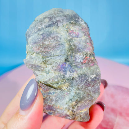 Rainbow Labradorite Small Semi-Polished Slab Piece (Video)