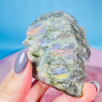 Rainbow Labradorite Small Semi-Polished Slab Piece (Video)