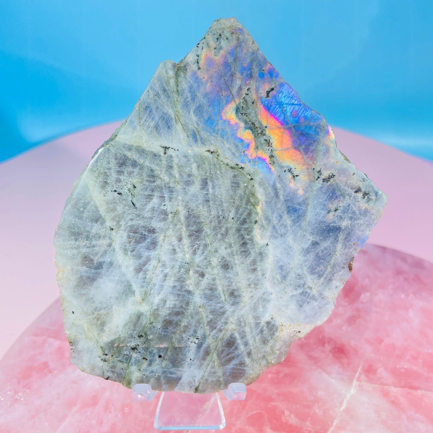 Rainbow Labradorite Small Semi-Polished Slab Piece (Video)