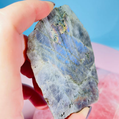 Rainbow Labradorite Small Semi-Polished Slab Piece (Video)