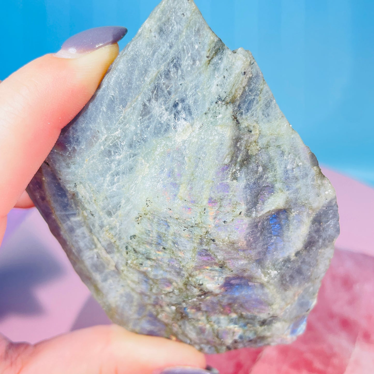 Rainbow Labradorite Small Semi-Polished Slab Piece (Video)
