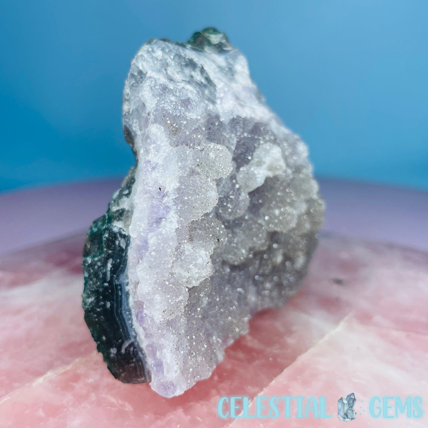 Sugar Amethyst with Chalcedony Small Cluster (Video)
