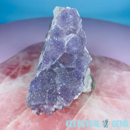 Sugar Amethyst with Chalcedony Small Cluster (Video)