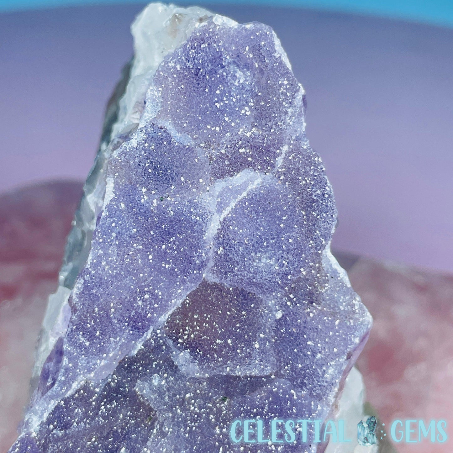Sugar Amethyst with Chalcedony Small Cluster (Video)