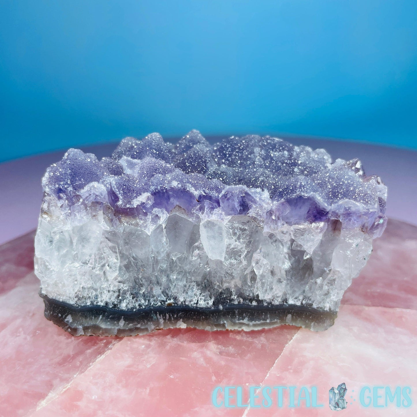 Sugar Amethyst with Chalcedony Small Cluster (Video)