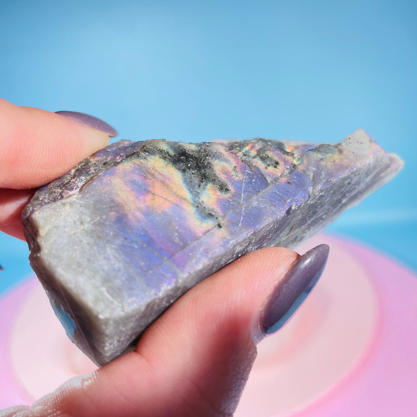Rainbow Labradorite Small Semi-Polished Slab Piece (Video)