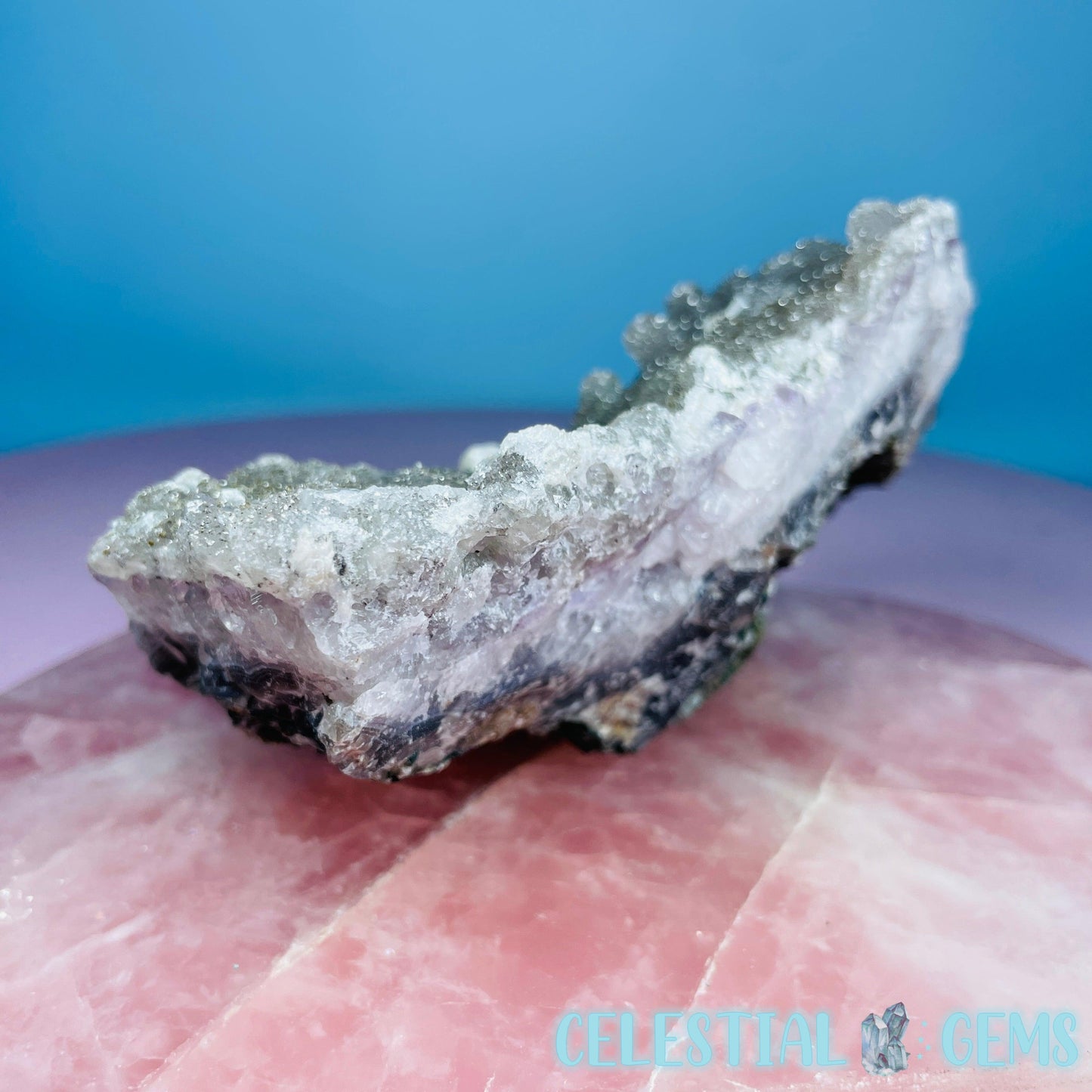 Sugar Amethyst with Chalcedony + Calcite Medium Cluster (Video)
