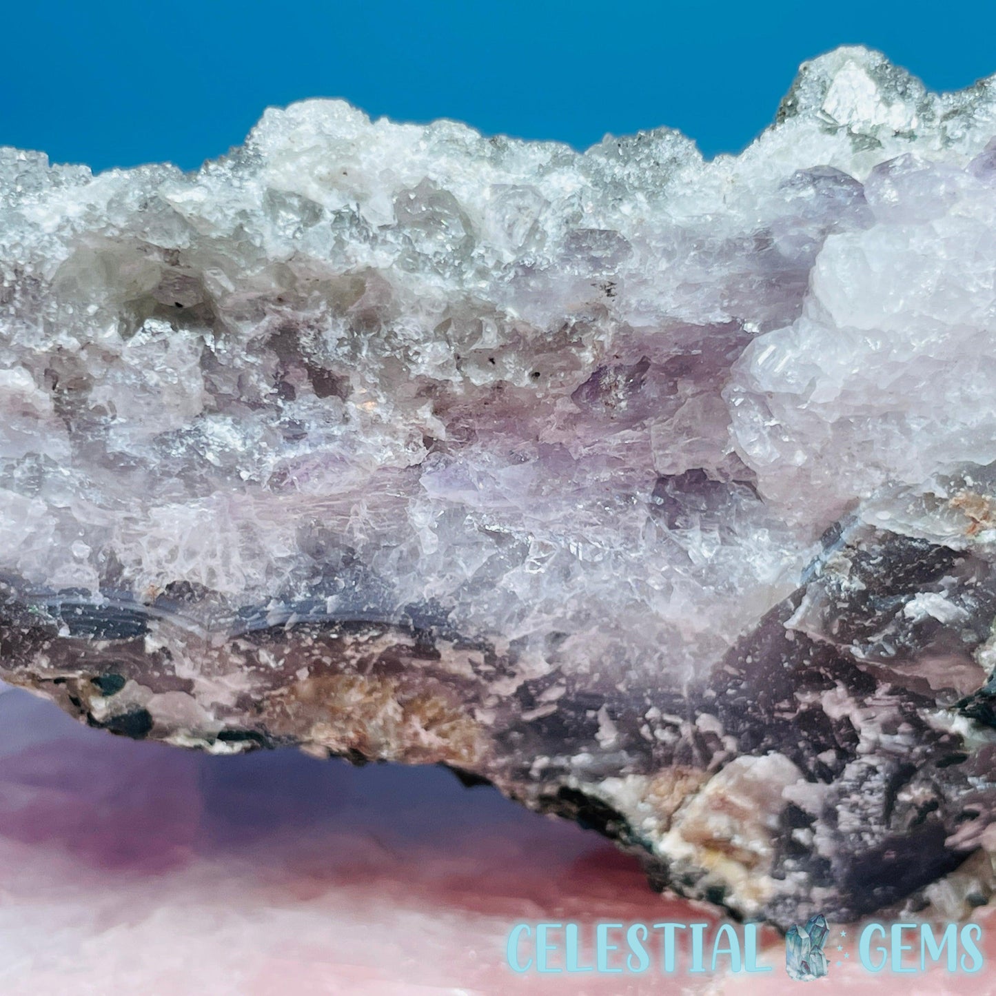 Sugar Amethyst with Chalcedony + Calcite Medium Cluster (Video)