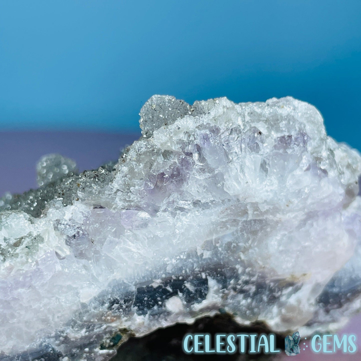 Sugar Amethyst with Chalcedony + Calcite Medium Cluster (Video)