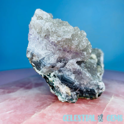 Sugar Amethyst with Chalcedony + Calcite Medium Cluster (Video)