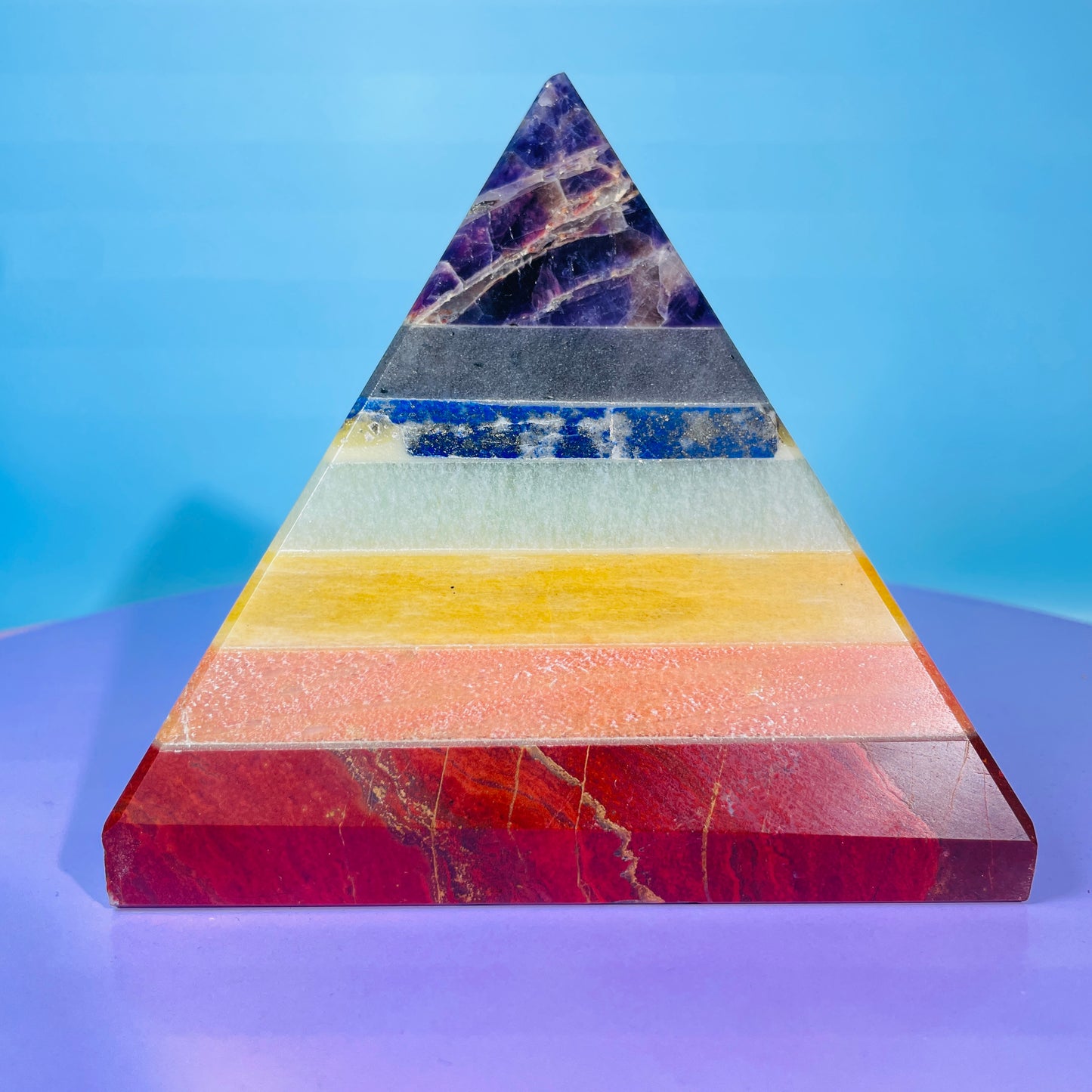 7 Chakra Crystal Large Pyramid 1.6kg