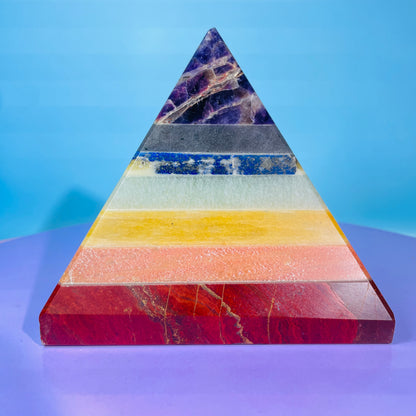 7 Chakra Crystal Large Pyramid 1.6kg