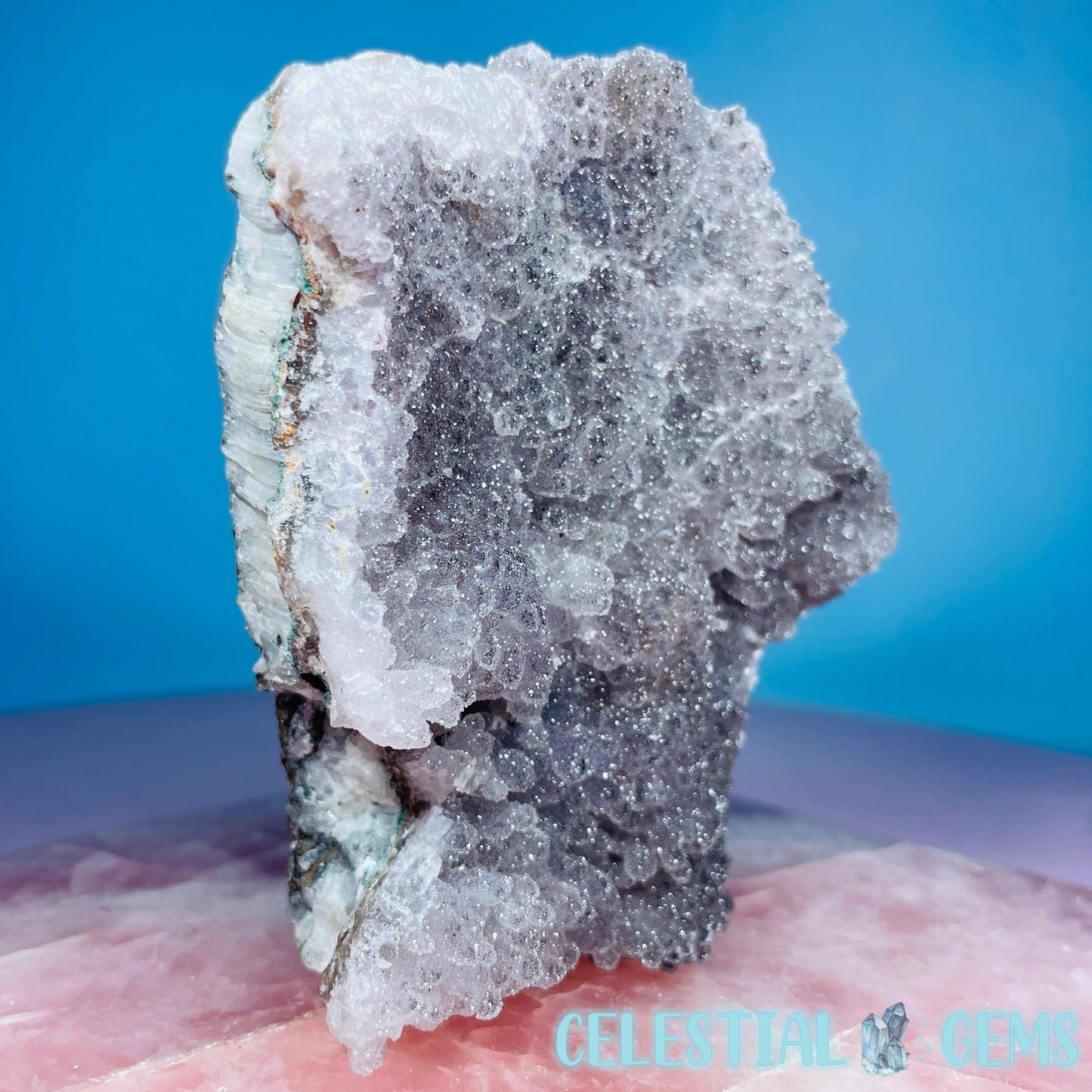 Sugar Amethyst with Chalcedony Medium Cluster (Video)