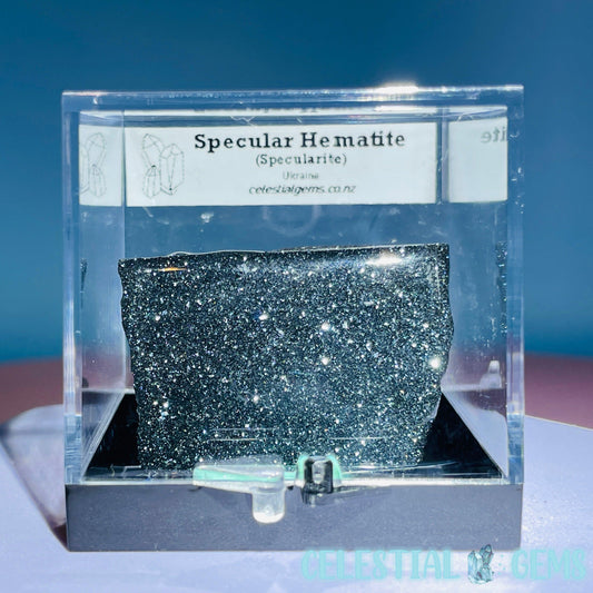 Rare Specular Hematite (Specularite) Slab Small Specimen in Box (Video)