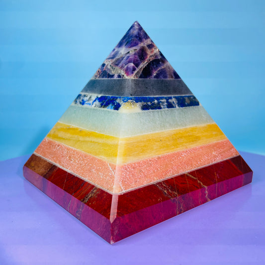 7 Chakra Crystal Large Pyramid 1.6kg