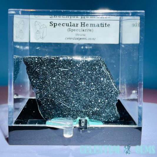 Rare Specular Hematite (Specularite) Slab Small Specimen in Box (Video)