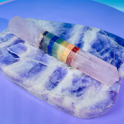 7 Chakra Crystal Wand - Rose Quartz