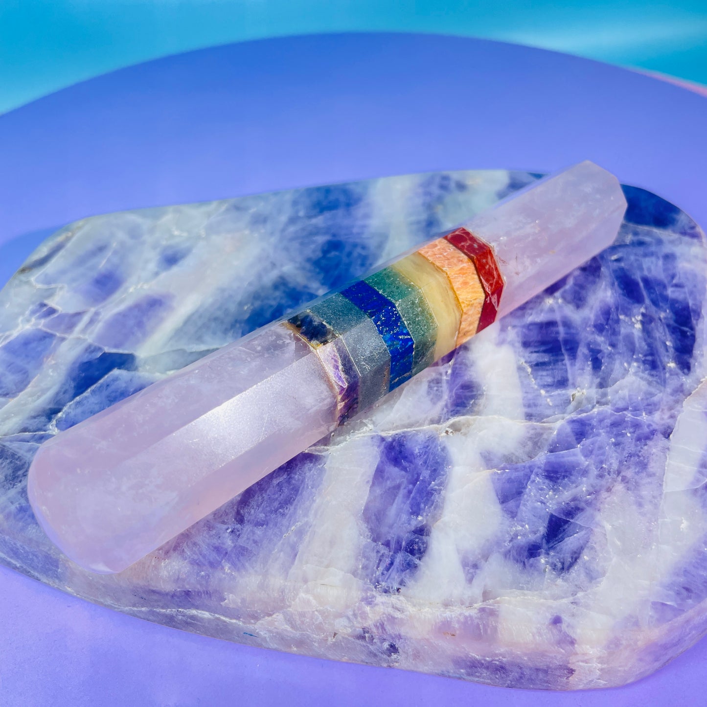 7 Chakra Crystal Wand - Rose Quartz