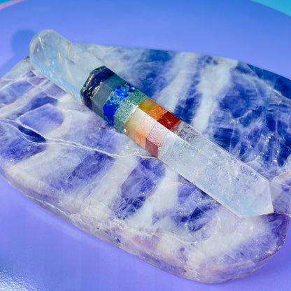 7 Chakra Crystal Wand - Clear Quartz