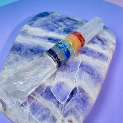 7 Chakra Crystal Wand - Clear Quartz