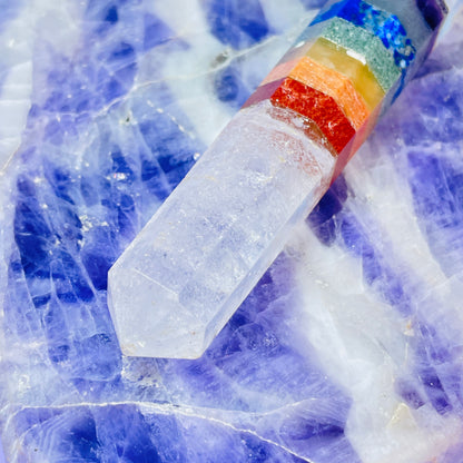 7 Chakra Crystal Wand - Clear Quartz