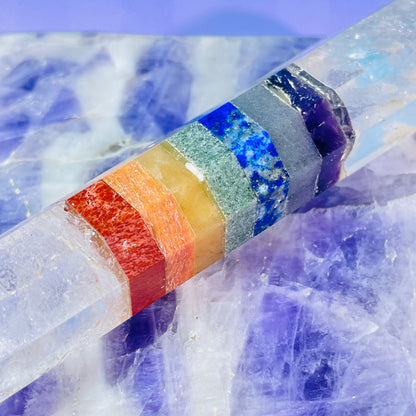 7 Chakra Crystal Wand - Clear Quartz