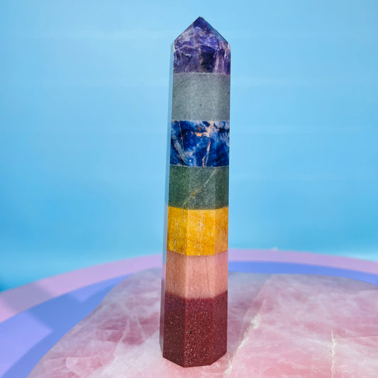 7 Chakra Crystal Tower (CHIPPED)