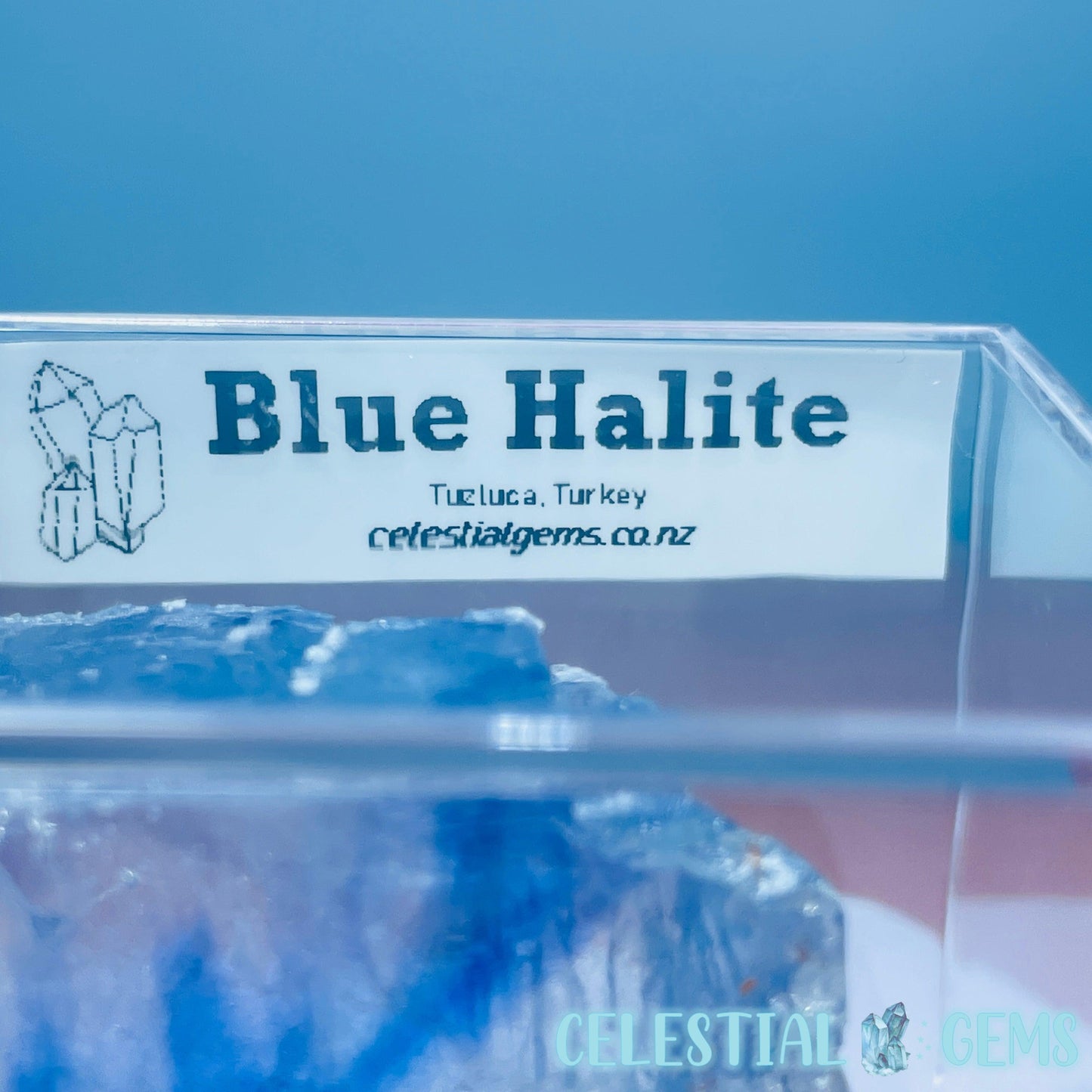 Rare Blue Halite Small Specimen in Box