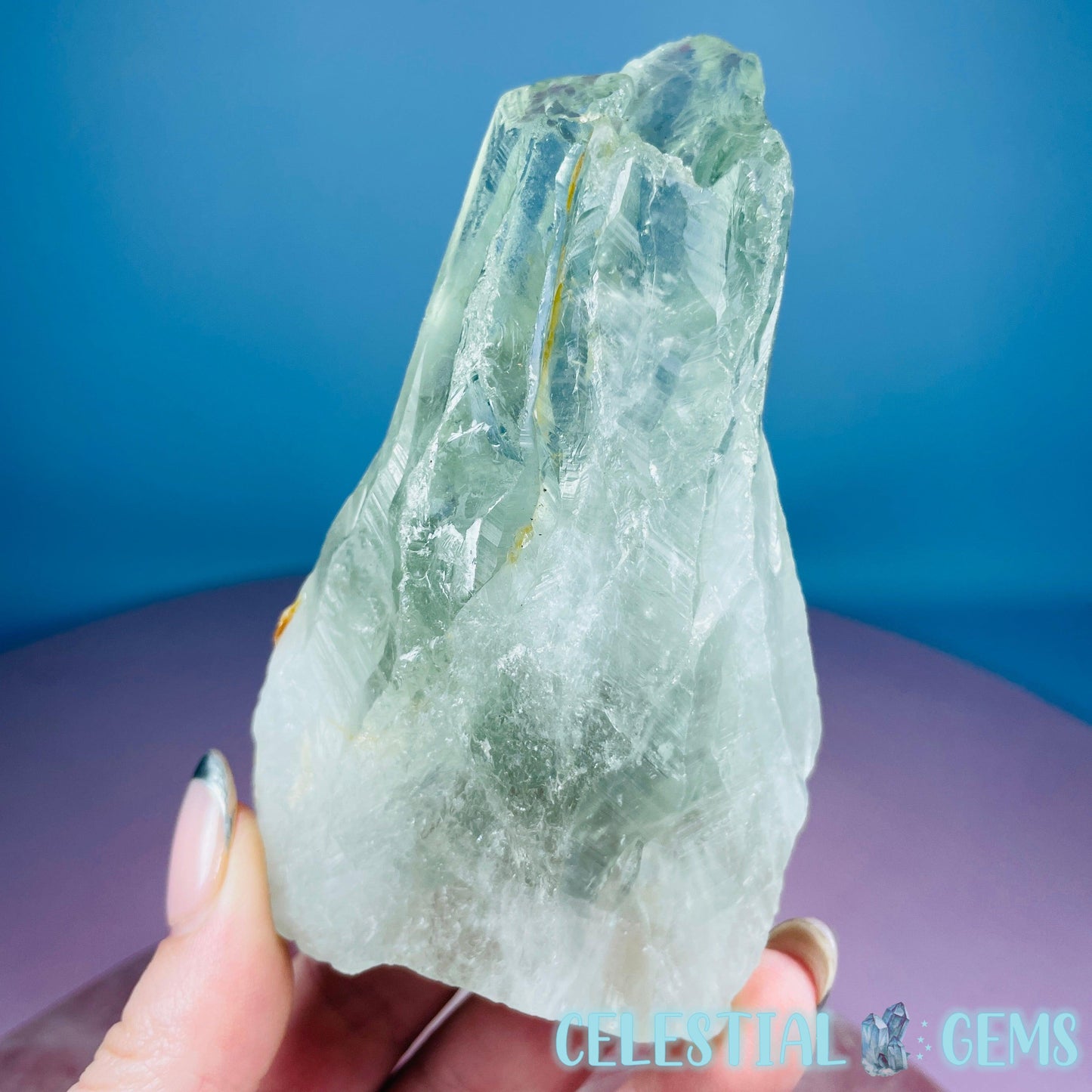 Prasiolite (Green Quartz) Raw Large Point Specimen