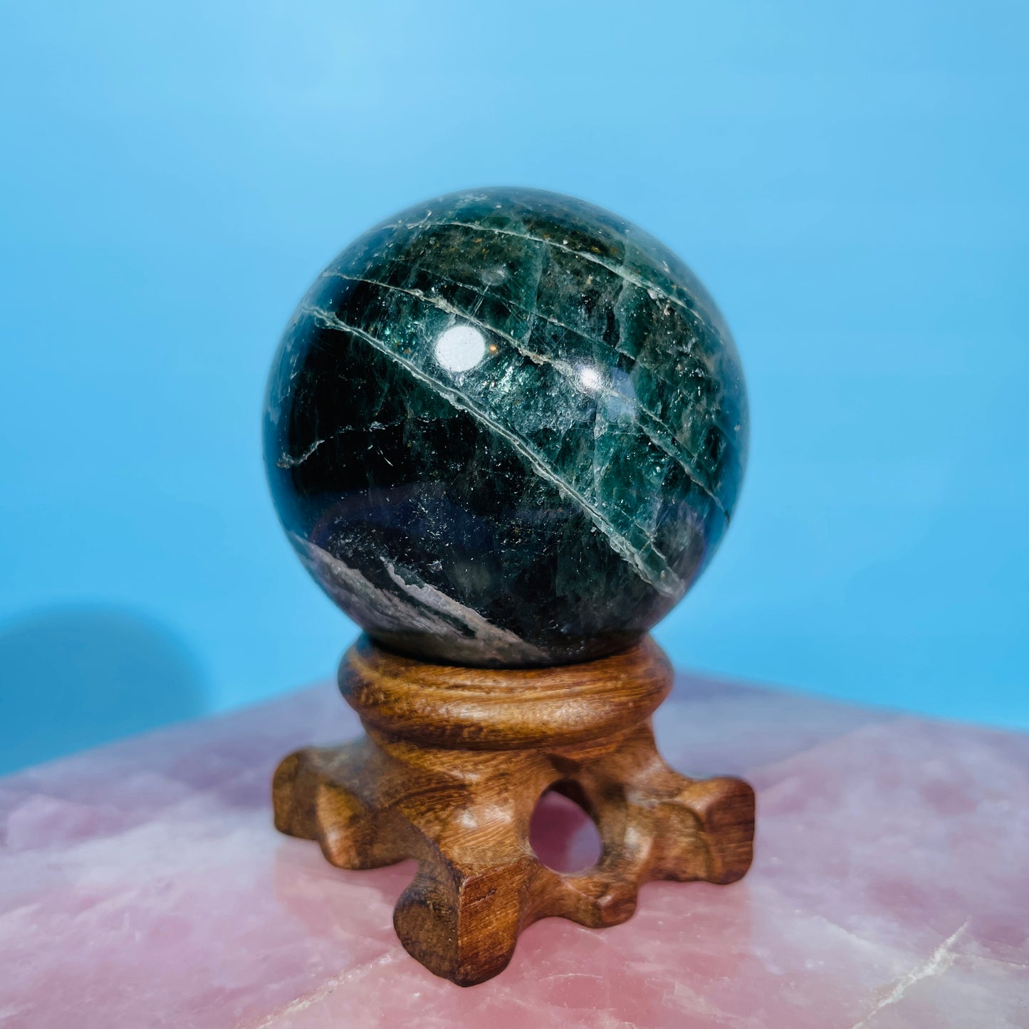 Green Apatite Medium Sphere (Video)