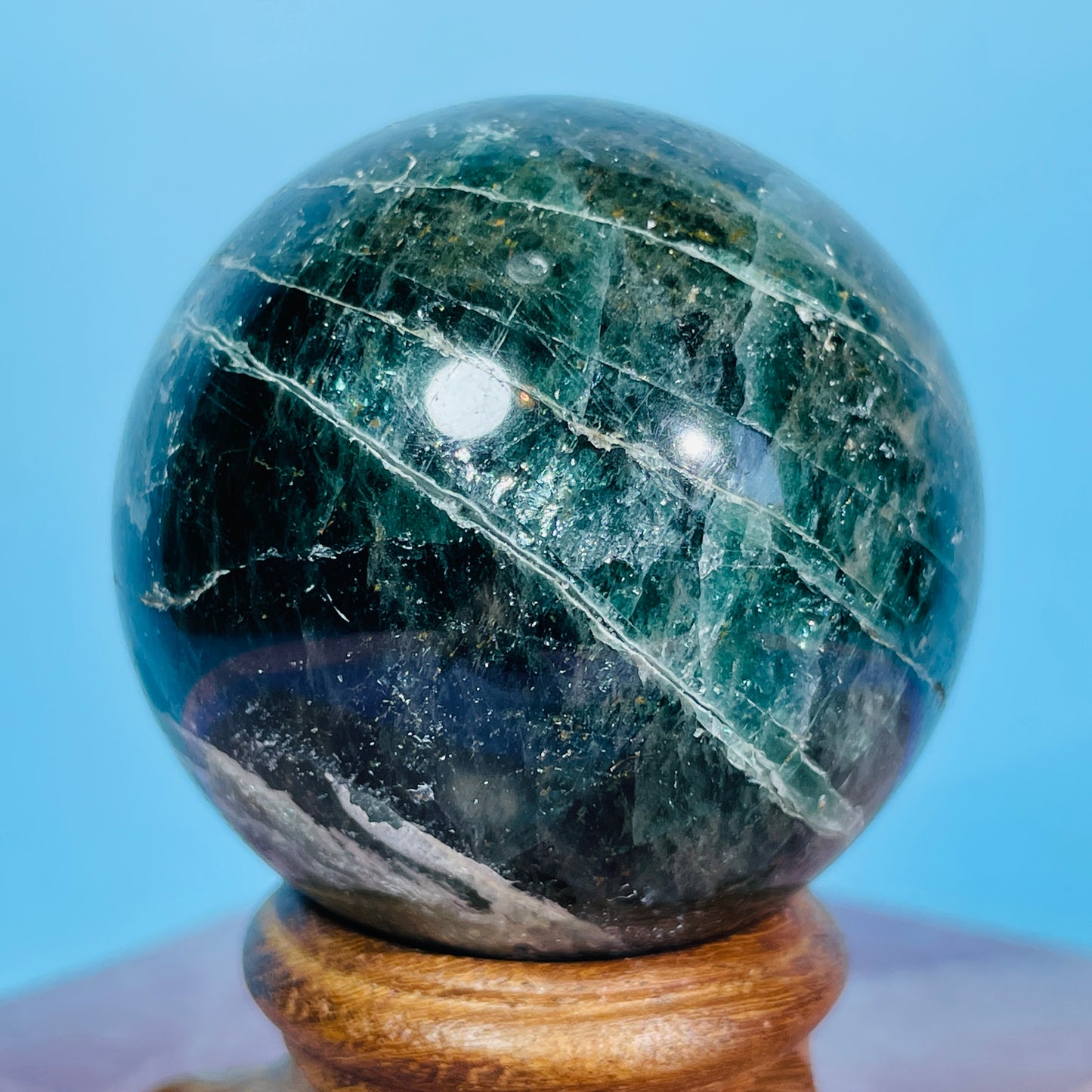Green Apatite Medium Sphere (Video)
