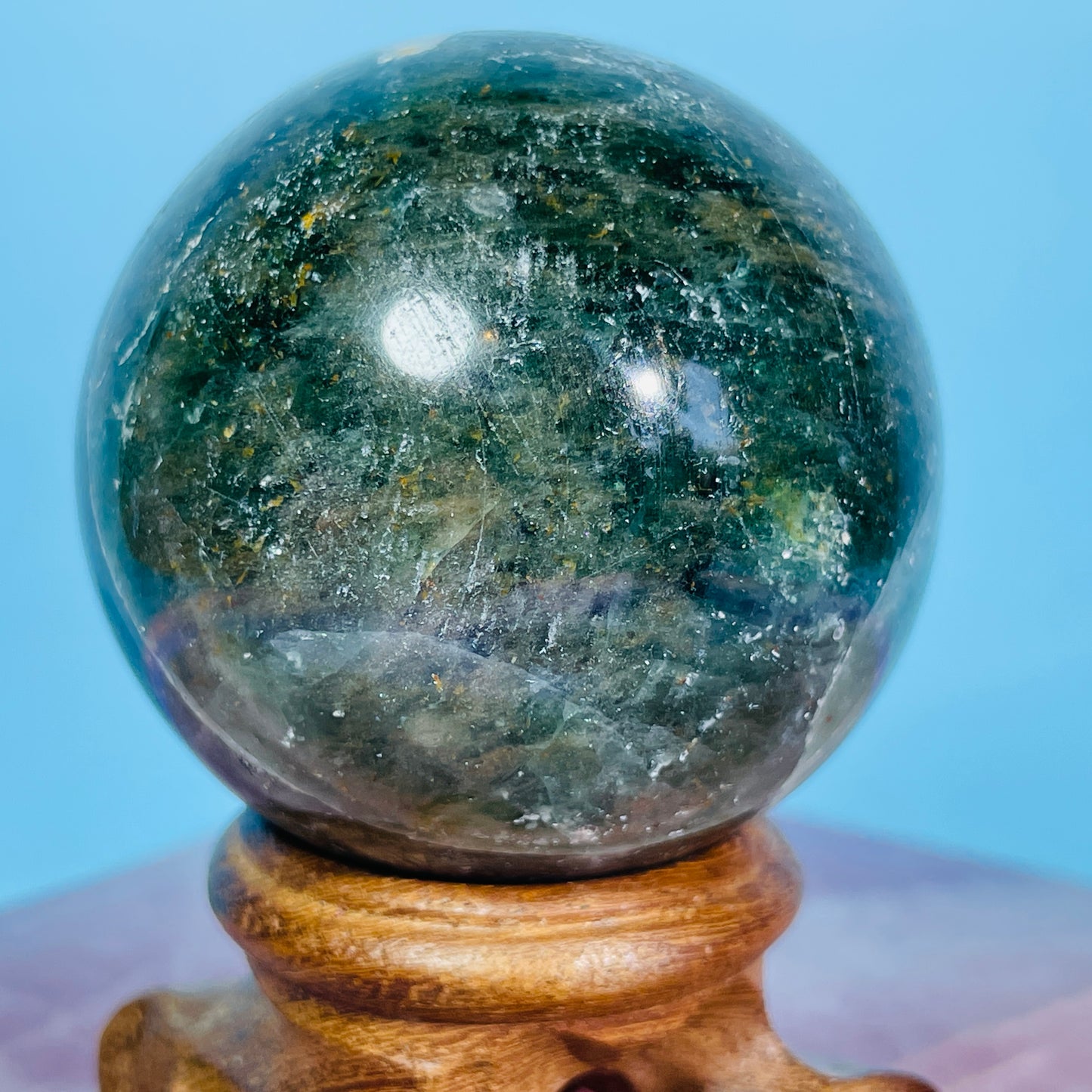 Green Apatite Medium Sphere (Video)