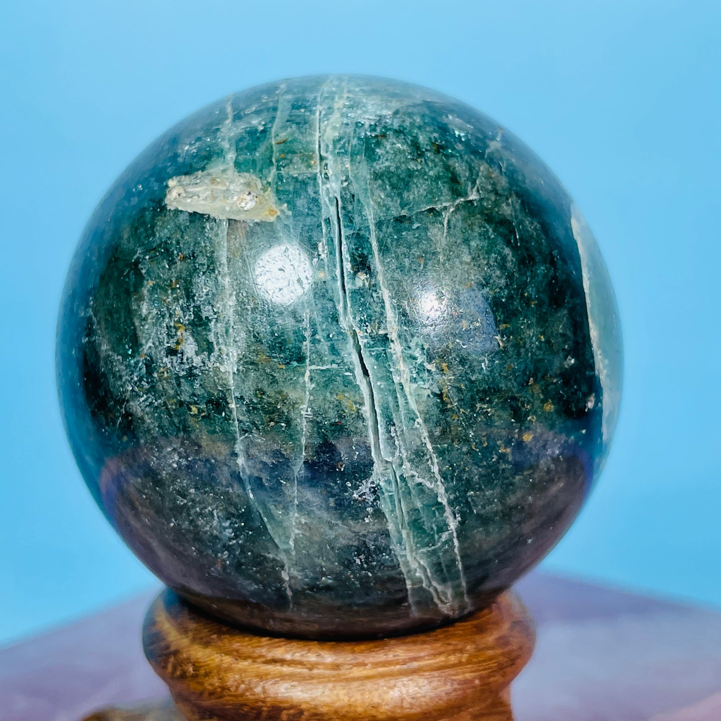 Green Apatite Medium Sphere (Video)