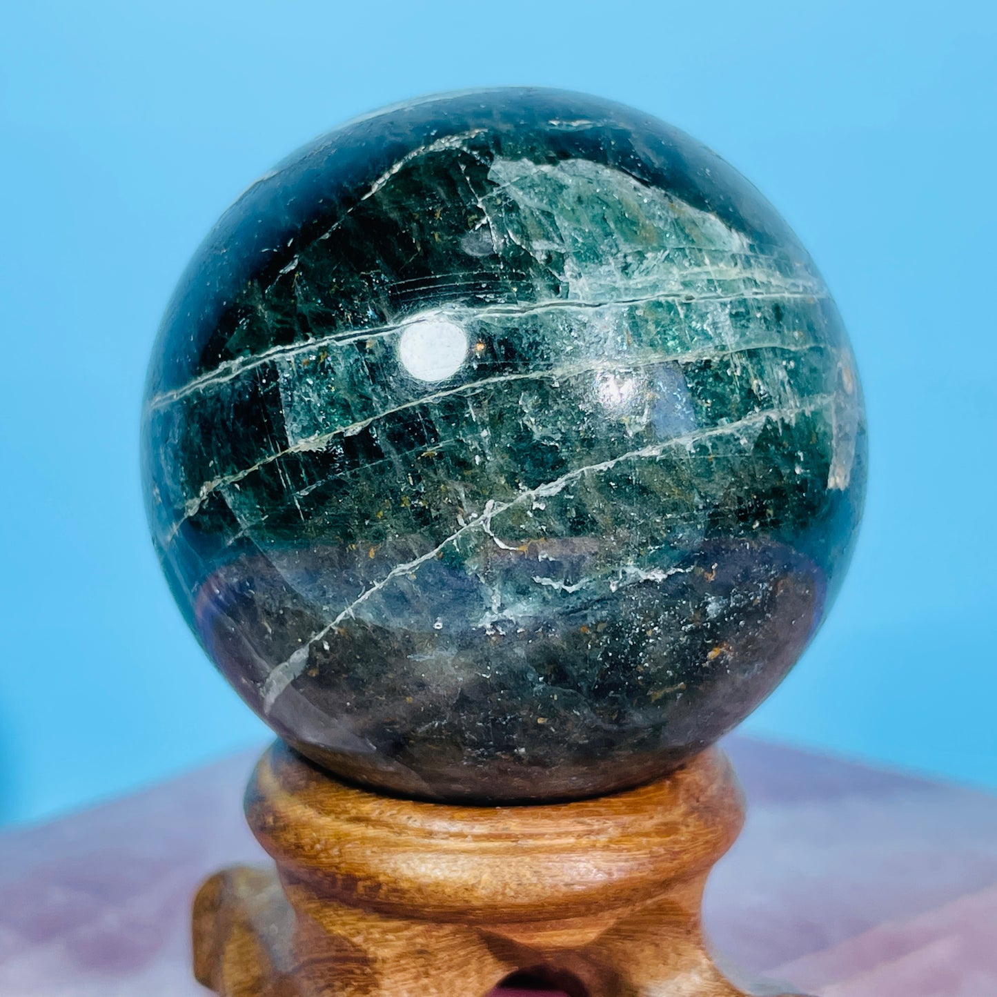 Green Apatite Medium Sphere (Video)