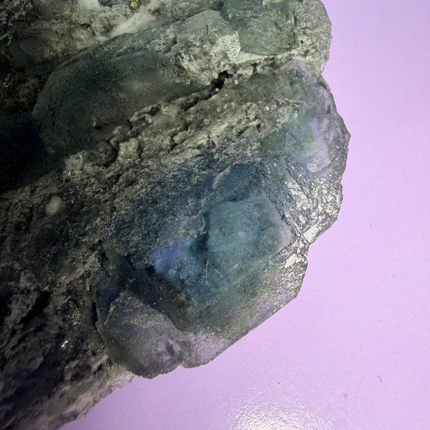 Octahedral Blue-Green Fluorite + Black Chalcedony Cluster Specimen, Fujian, China