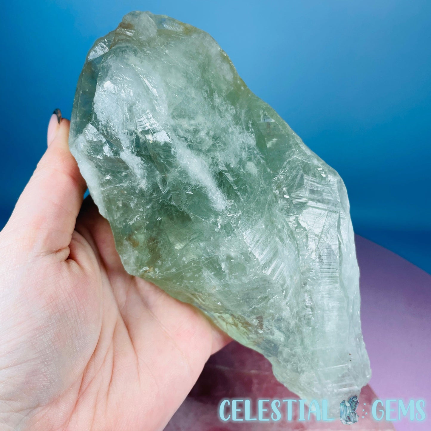 Prasiolite (Green Quartz) Raw XL Point Specimen
