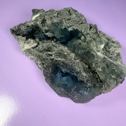Octahedral Blue-Green Fluorite + Black Chalcedony Cluster Specimen, Fujian, China